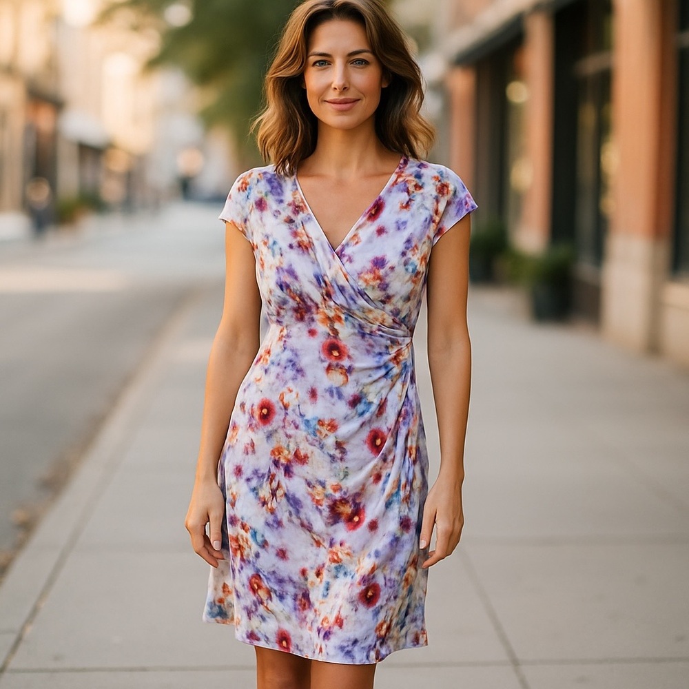 Catherine Malandrino Floral midi Dress White Size 14 / Stretchy NWT